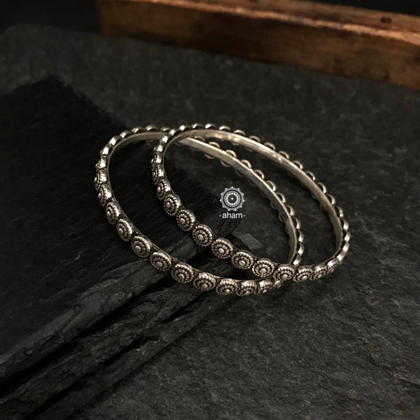 Handcrafted everyday wear bangles in 92.5 sterling silver.