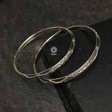 Handcrafted everyday wear bangles in 92.5 sterling silver with rava work.