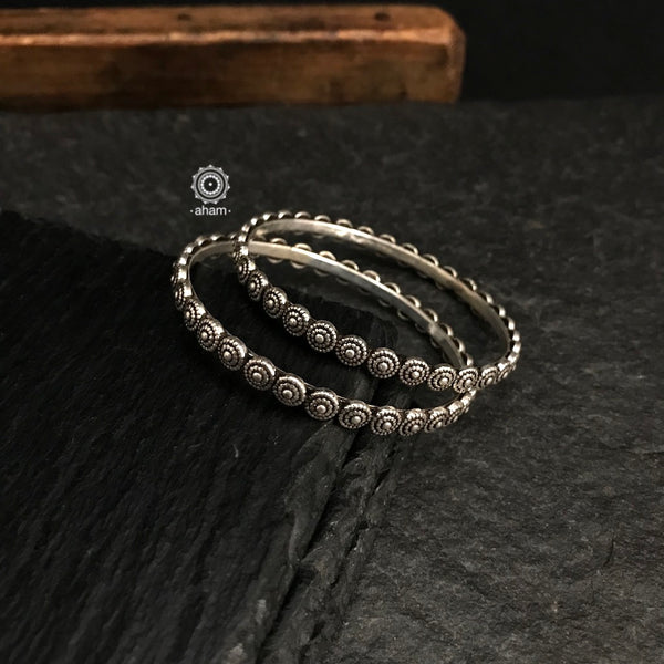 Handcrafted everyday wear bangles in 92.5 sterling silver.