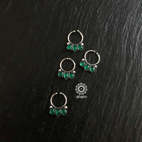 Septum Ring with Green stone