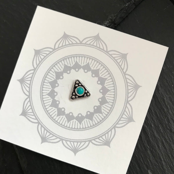Triangle Turquoise Silver Nosepin