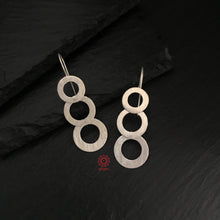 Three Circles in a Row Silver Earrings