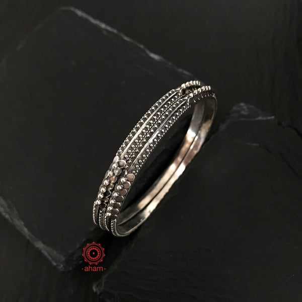 Handcrafted Silver Bangles with rava work Perfect for everyday wear. 
