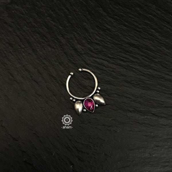 Silver Septum Clipon Nose Ring With Kemp Stone