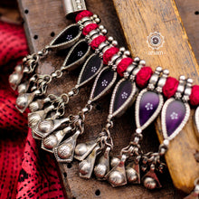 Handcrafted Silver Neckpiece in 92.5 silver and Glass Sits just below the Neck 