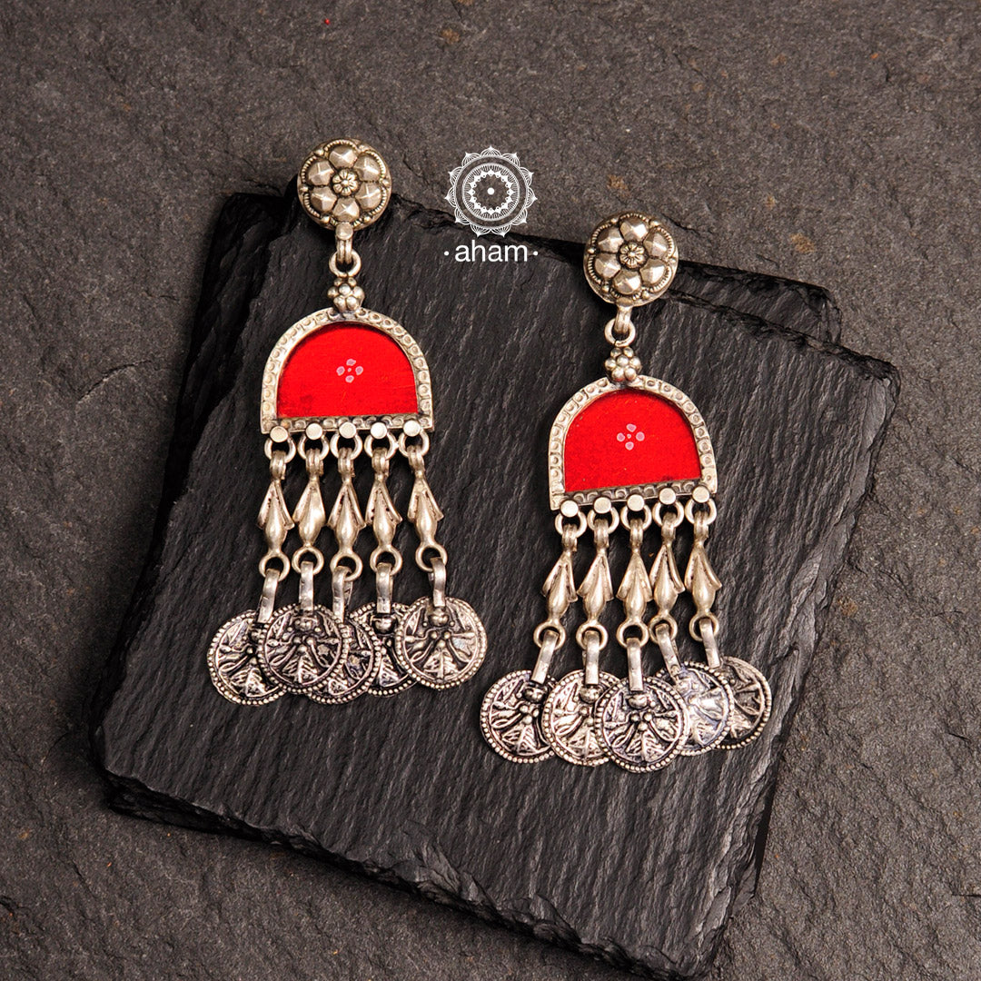 Buy Red Handcrafted Silver Earrings | E034/EKJ9 | The loom