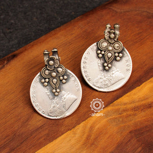 Tribal vintage silver coin earrings. A piece so stunning that is bound to make a statement. Do not miss out on taking home this gorgeous piece. 