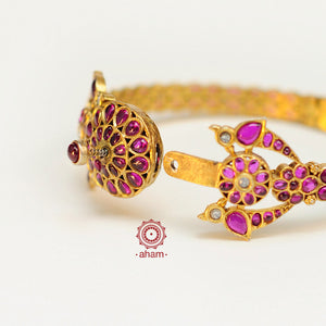 Kemp Stone Gold Polish Silver Kada (Size: 2.6, Openable)